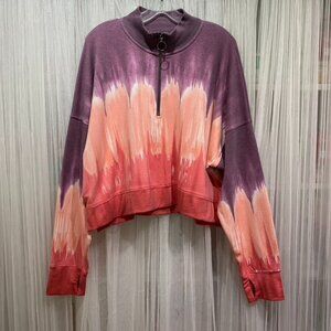 Idealogy Women's Crop Quarter Zip Tie Dye Long Sleeve Top Size XXL